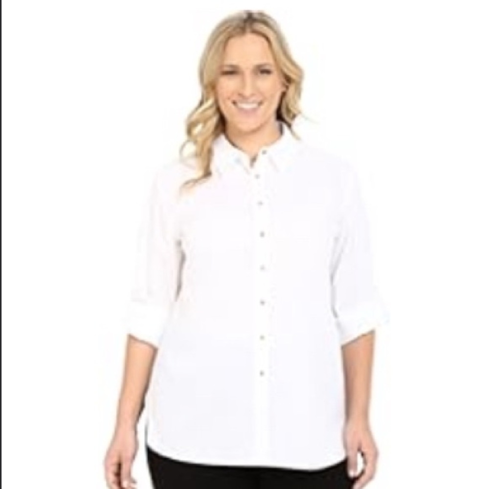 Calvin Klein no iron plus size tunic birch 2X